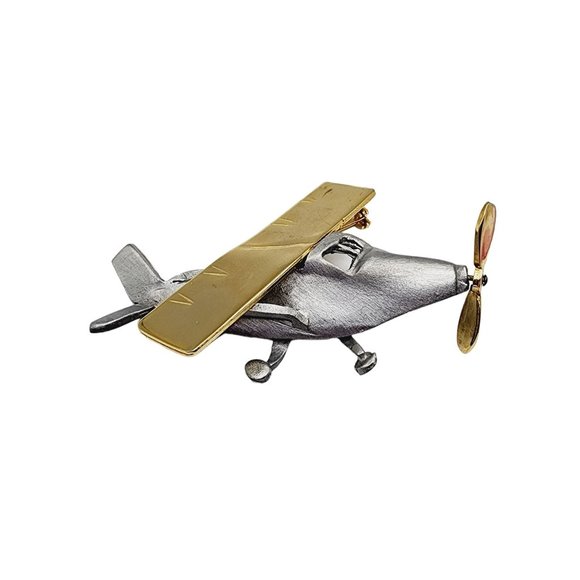 Vintage Signed Ultra Craft Plane Brooch with Articulating Propeller (A1208) - Picture 4 of 7
